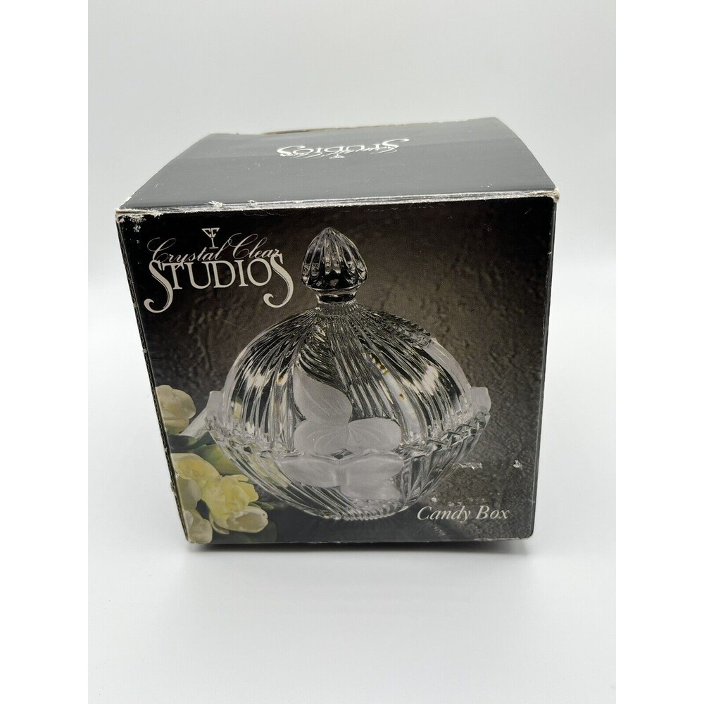 Vintage Crystal Clear Studios Sutton Place Clear Candy Dish & Lid In Box